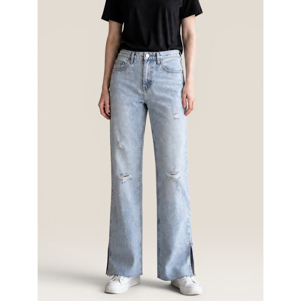Gap 90s Loose Wide Leg Jeans Tall Size 12 Light Wash NWT Baggy Raw Hem